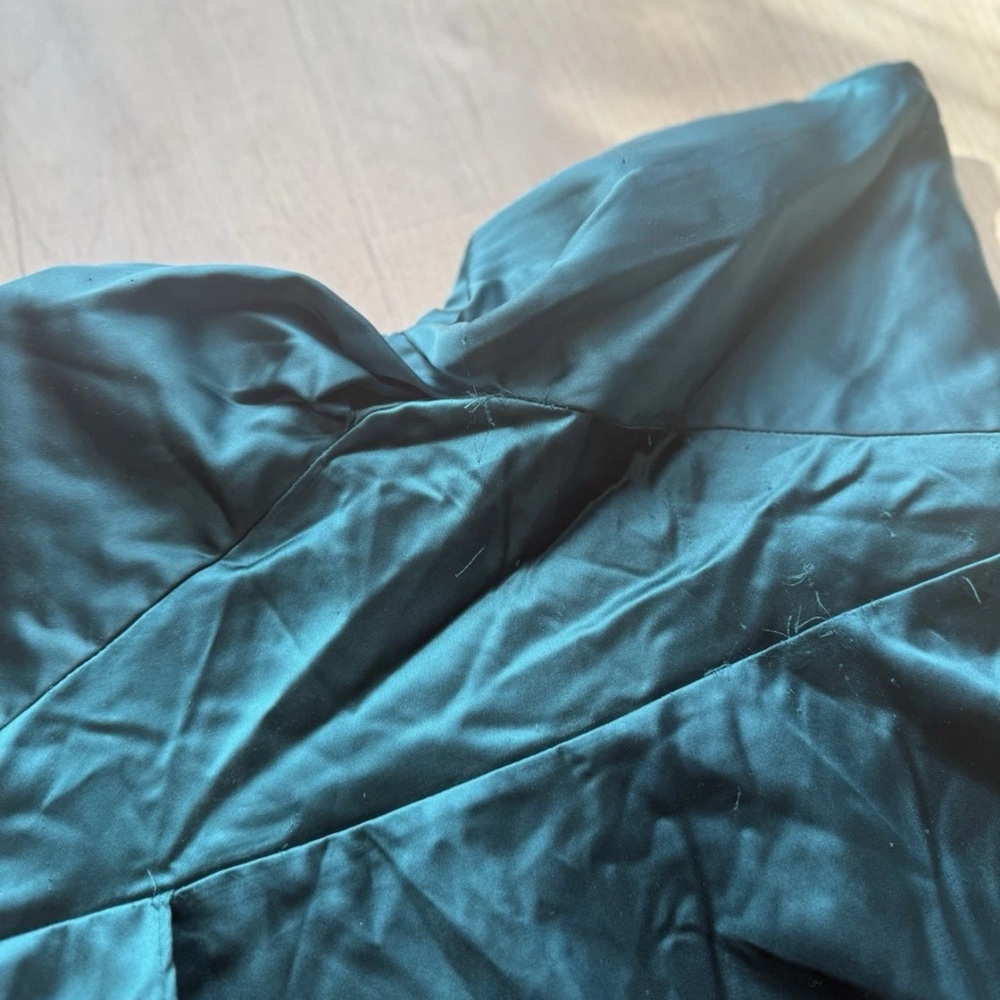 RTR Elle Zeitoune Magnolia Strapless Gown Shift Dress Green Satin Size Large - Picture 7 of 12